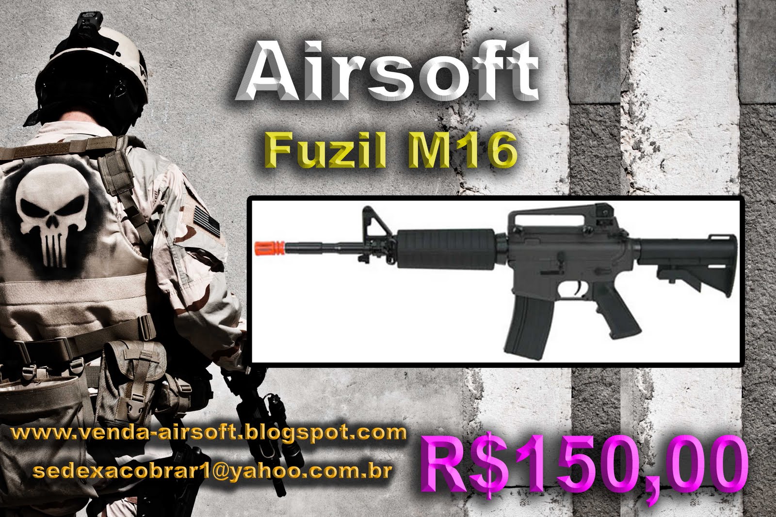 Venda de Airsoft Pistolas e Fuzil Fuzil M16 Airsoft.