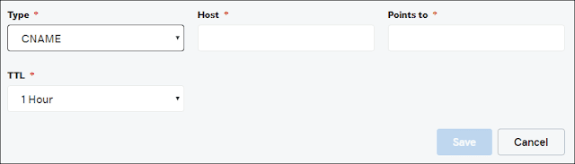 Add your CNAME records blogspot custom domain