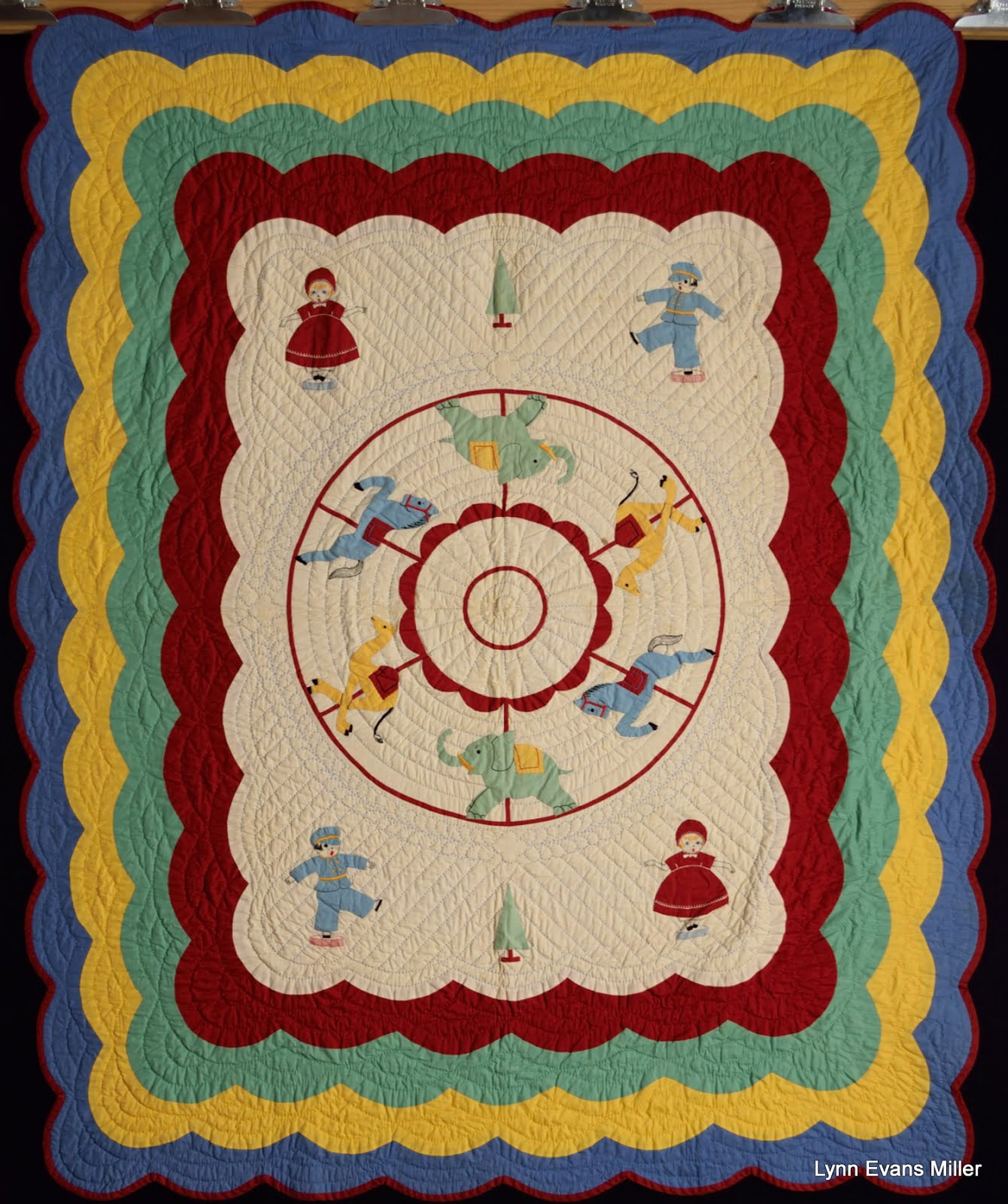 QuiltsVintage and Antique Antique Carousel Crib Quilt