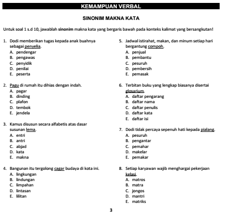 Contoh Soal Jalur Mandiri Skuylahhu