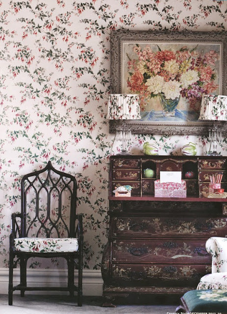 gorgeous georgian style home with floral wallpaper 