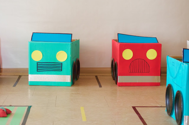 colourful cardboard cars