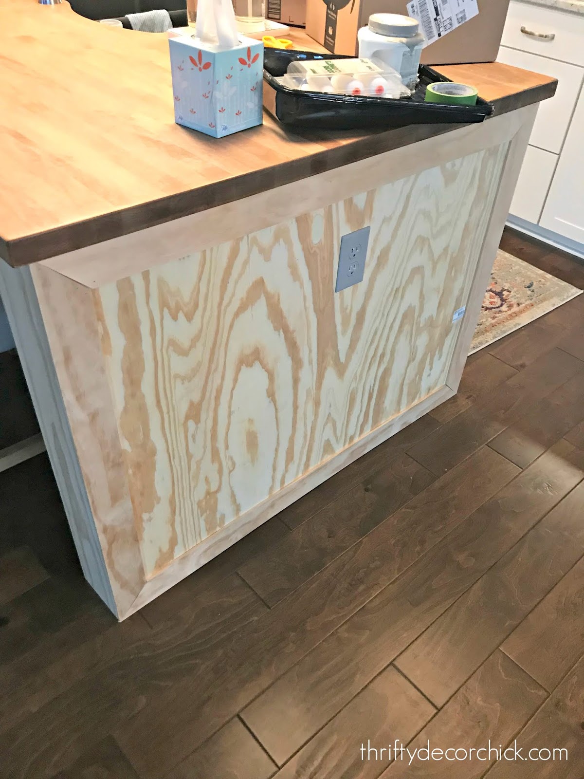 Build out a kitchen island with side panels Thrifty Decor Chick