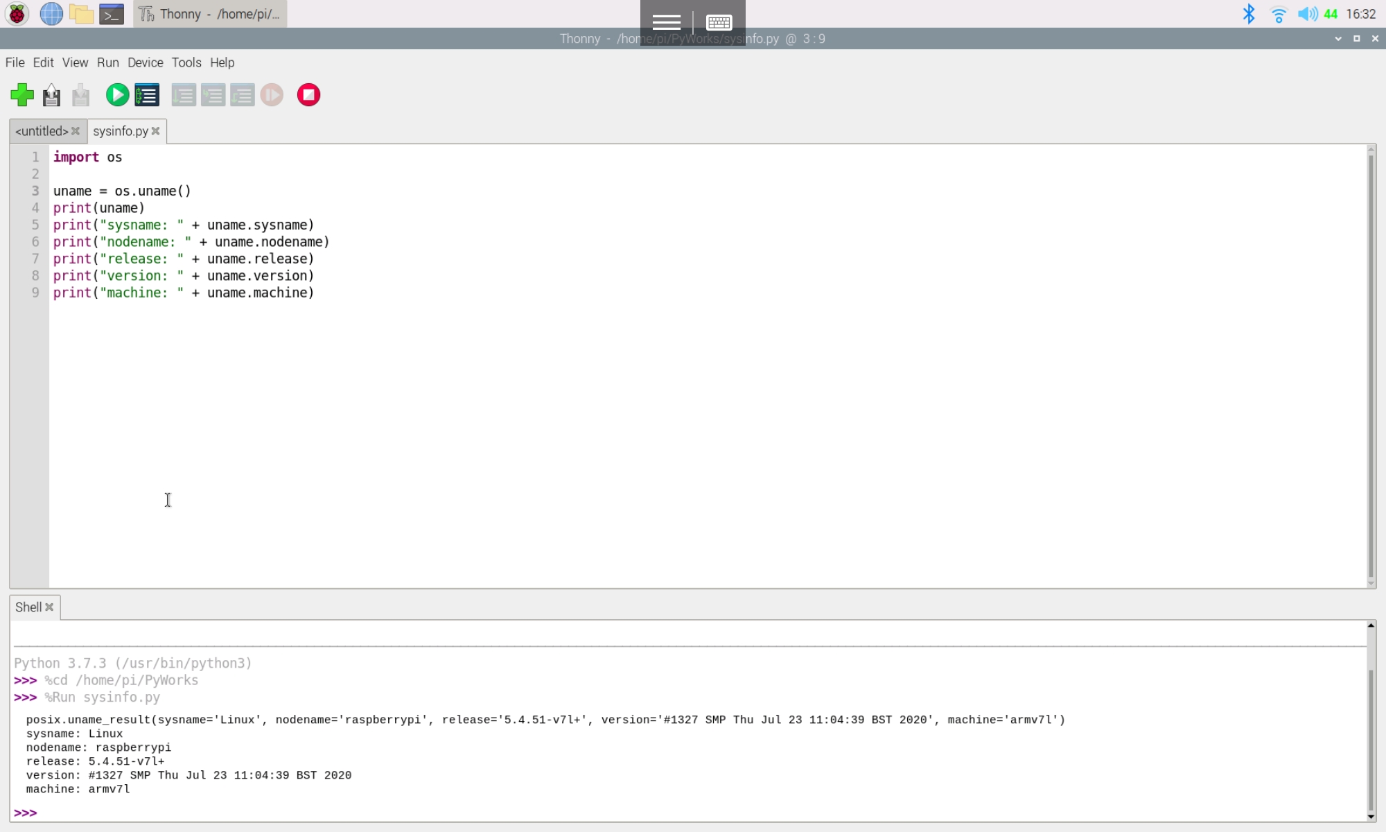 Hello Raspberry Pi: Python example to read OS info using os.uame()