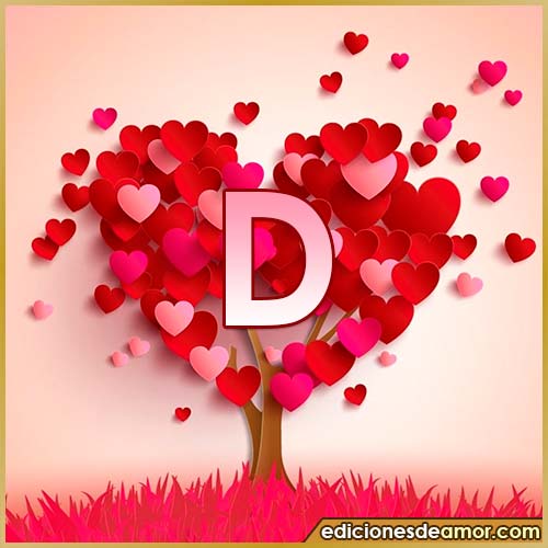 árbol de corazones con letra D