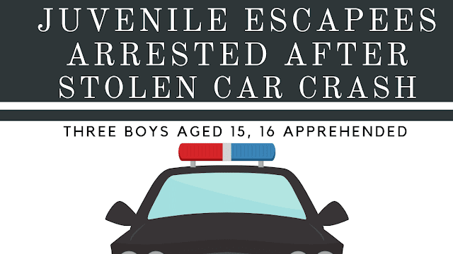 1,2,3 you're arrested: Three juvenile escapees in stolen car crash