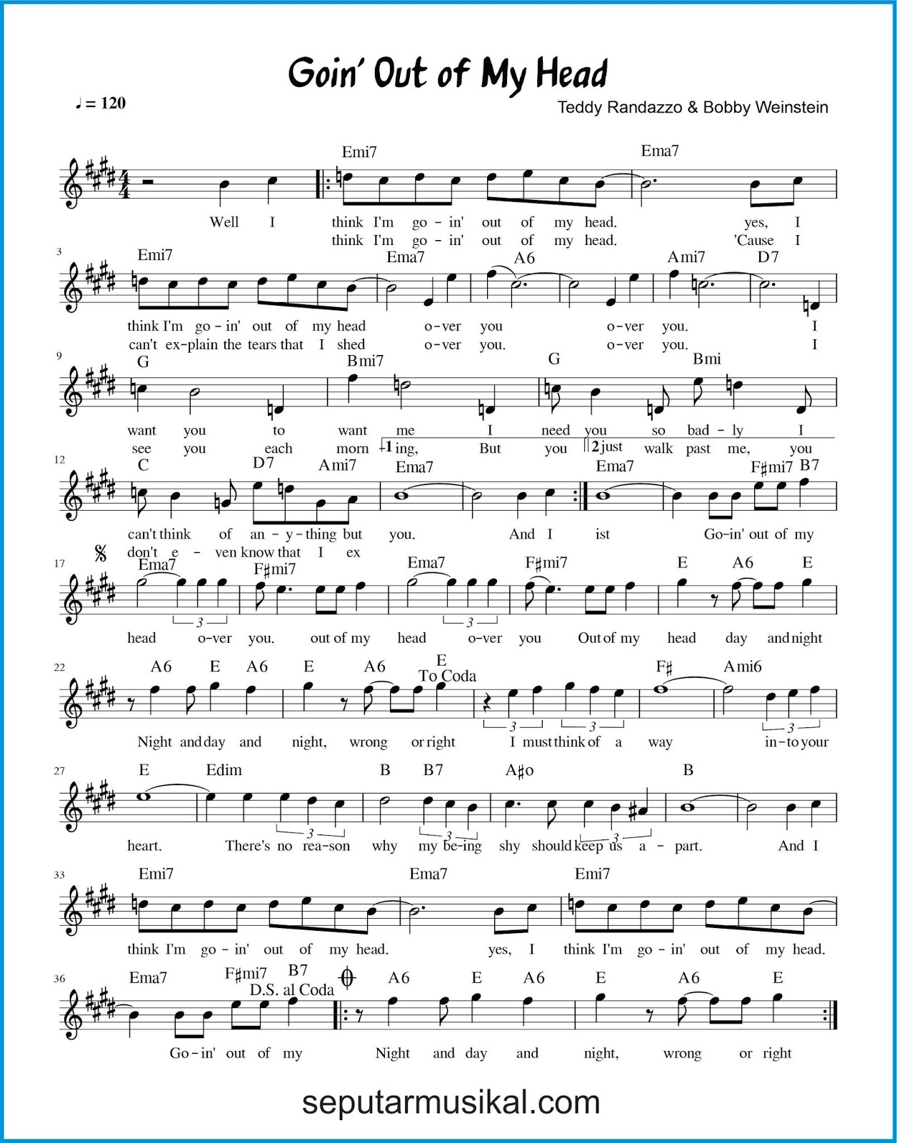 Chord Lagu Goin' Out of My Head SEPUTAR MUSIK