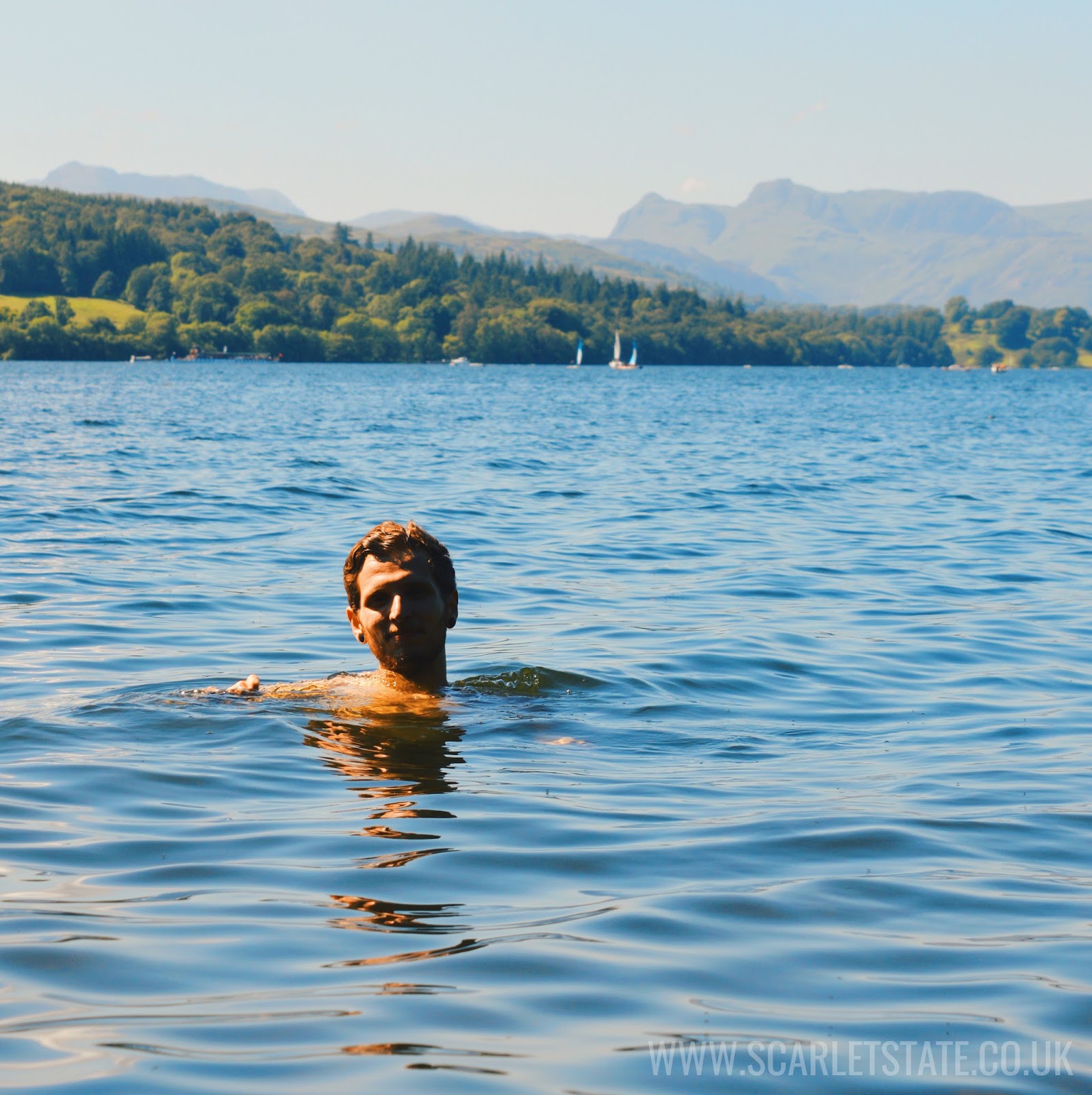 Man swimming in lake