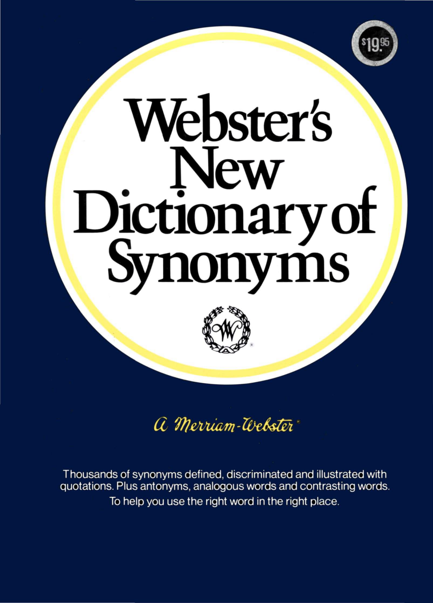ster's New Dictionary of Synonyms By Merriamster Online Book