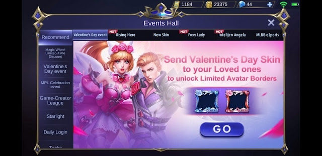 Mobile Legends Event Valentine Hadiah Skin Edisi Valentine Gratis, Ikuti Caranya.