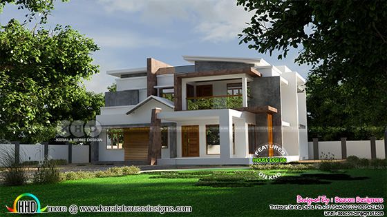 Mixed roof unique 4 bedroom Kerala home