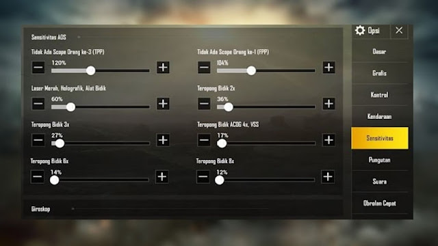 Setting Sensitivitas Ala Pro Player PUBG MOBILE
