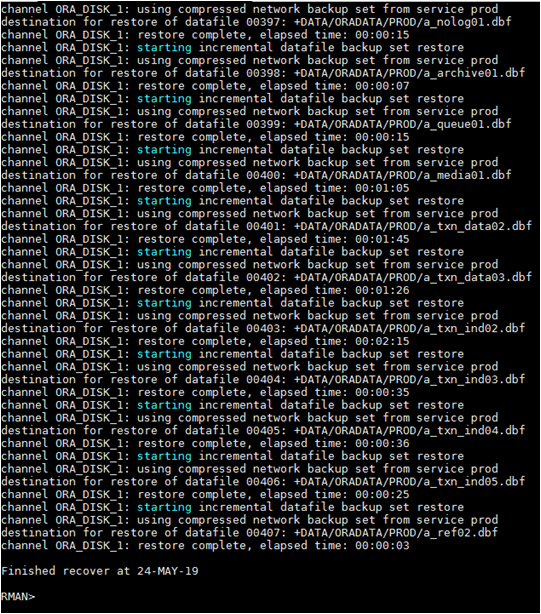 Davis Apps DBA Roll Forward a Standby database using Compressed backupset