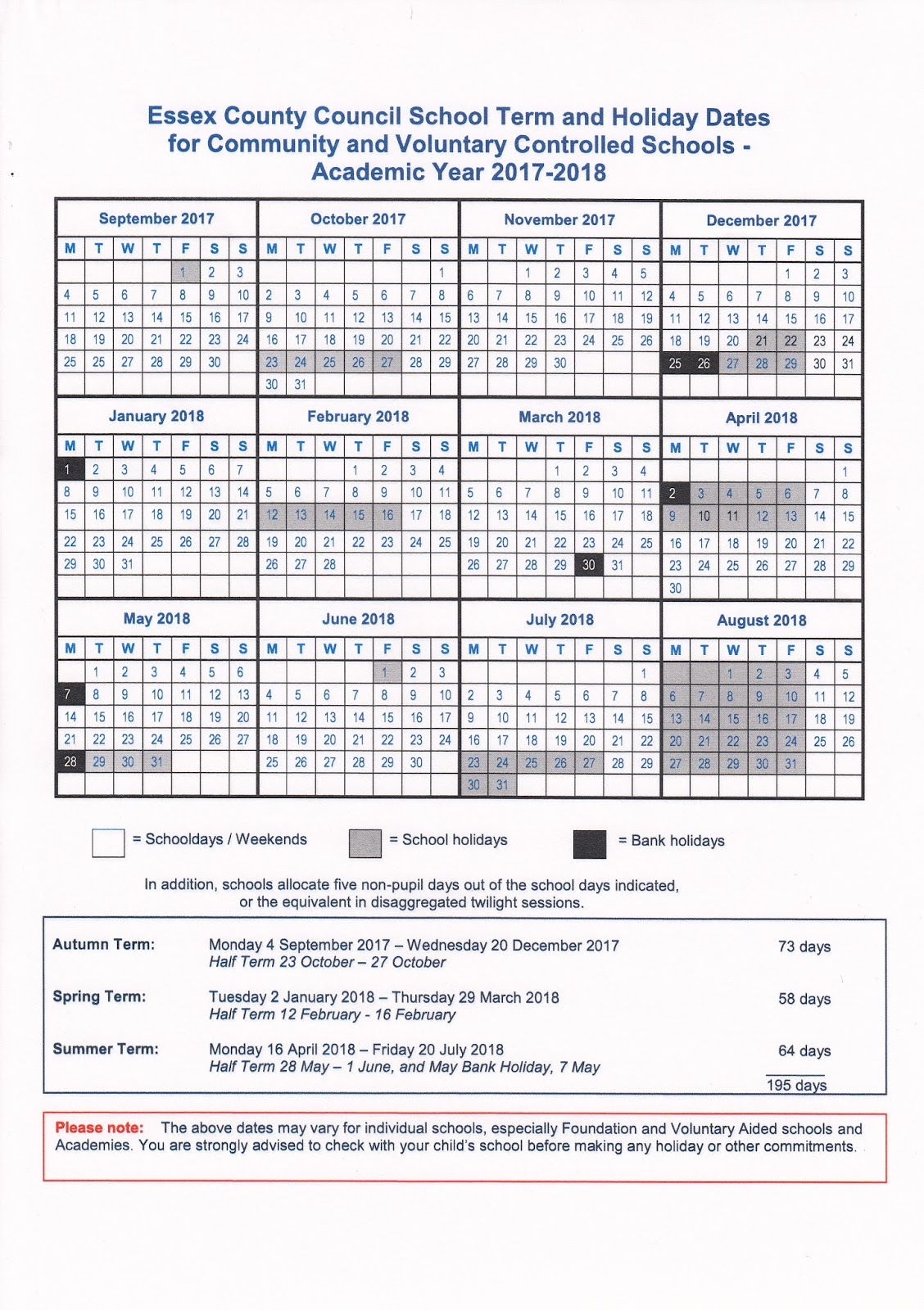 School term dates 20172018