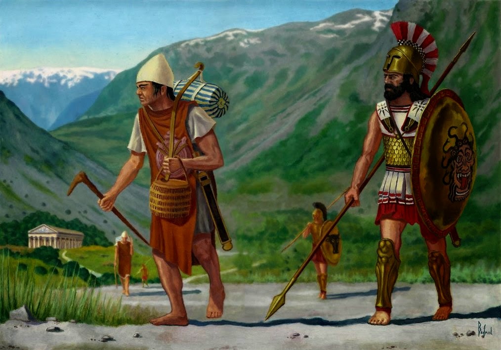 ESCLAVOS Y ESCLAVISTAS EN ESPARTA. Descripción de panoplia espartana arcaica