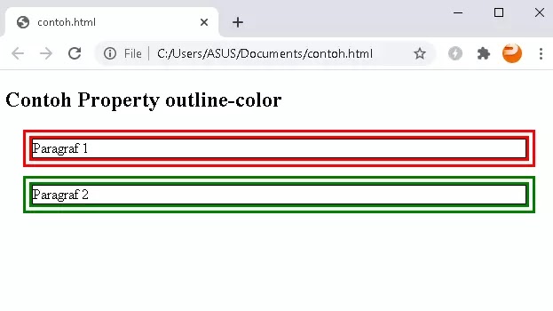 Penggunaan outline color pada css Outline color