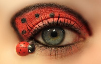 Cute Lady Bug Red and Black Eye Makeup