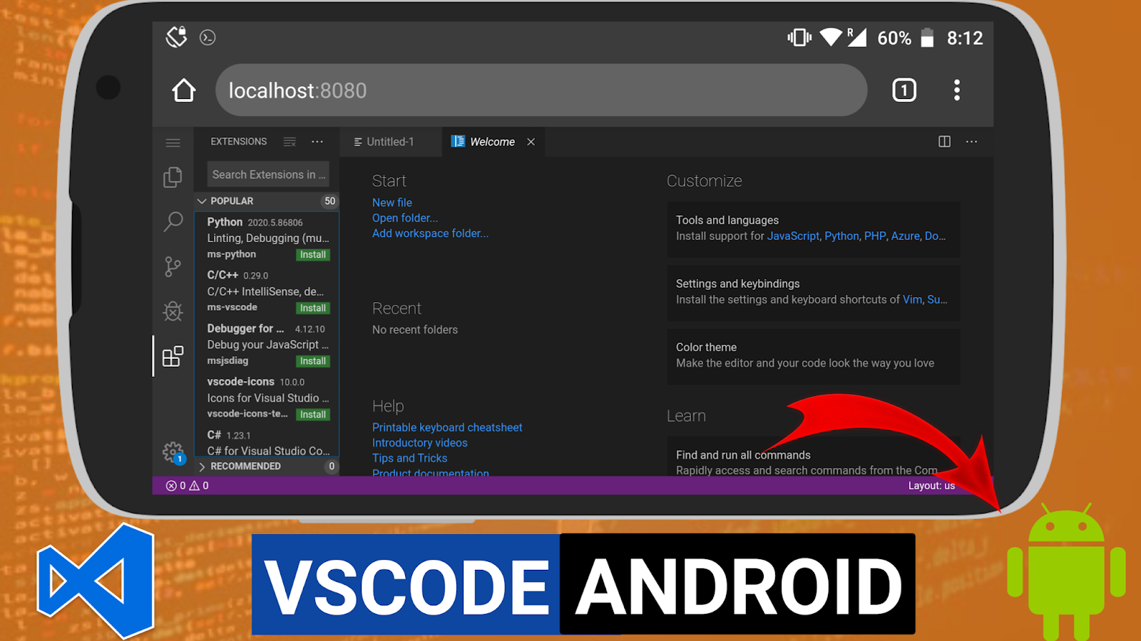 How To Install VSCODE On Android Mobile | Vscode Run Kali Linux Android  Without Root