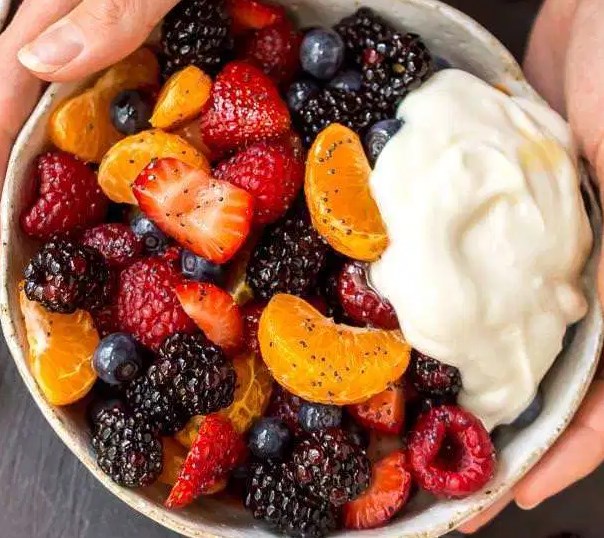 Orange Berry Fruit Salad with Poppy Seed Dressing healthy paleo