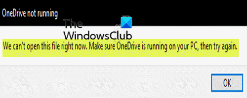 OneDrive가 PC에서 실행 중인지 확인한 다음 다시 시도하세요.