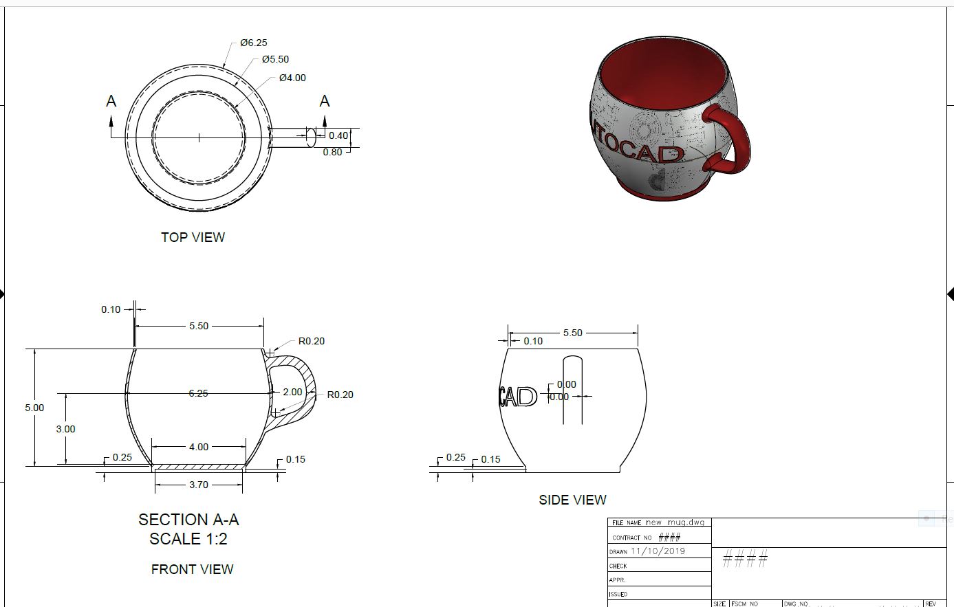 Coffee Cup Cad Block