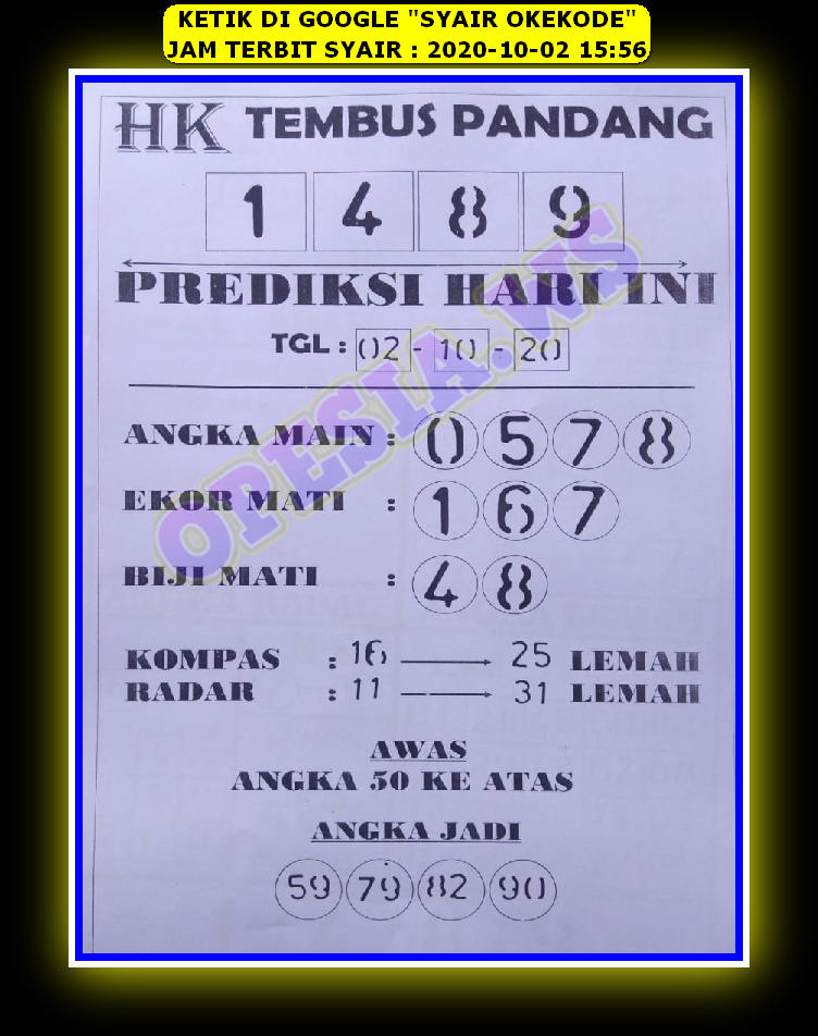 1 New Message Kode Syair Hongkong 2 Oktober 2020 Forum Syair Togel Hongkong Singapura Sydney