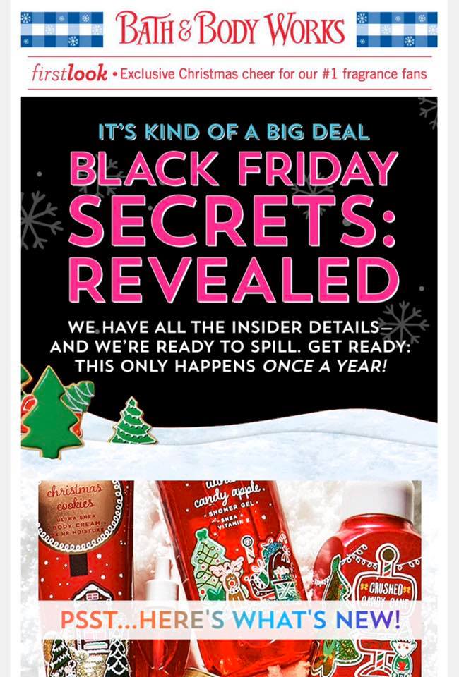 Life Inside the Page Bath & Body Works Black Friday Email November