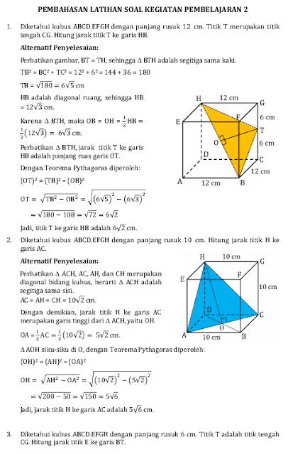 Kunci Jawaban/Pembahasan Soal Matematika Kelas XII Bab 1 Jarak dalam Ruang Bidang Datar [Part 2]