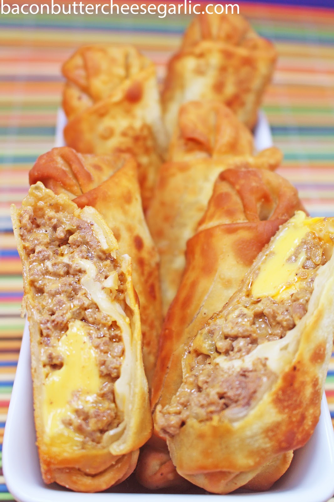 Bacon, Butter, Cheese & Garlic Cheeseburger Eggrolls