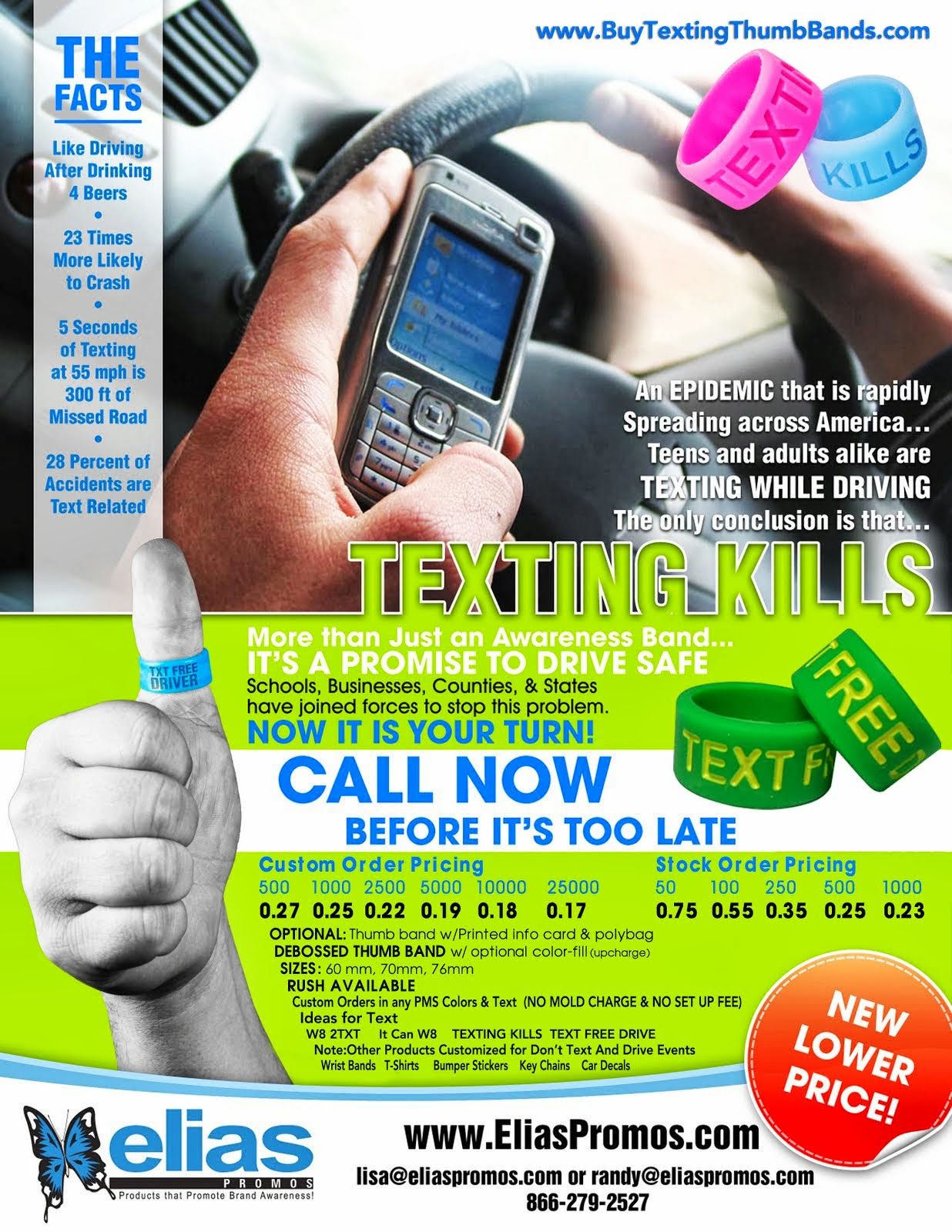 Texting Thumb Bands Texting While Driving Kills: Don't Text and Drive and Text Free Driver