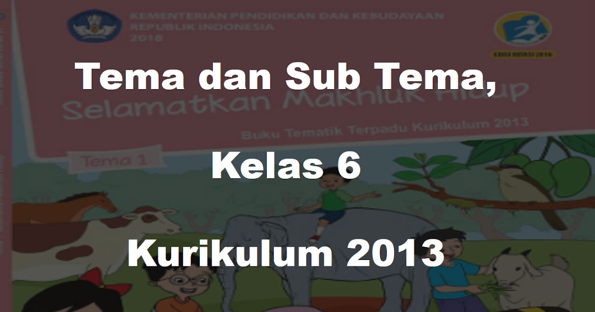 Daftar Tema beserta Sub Tema Kelas 6 Kurikulum 2013 Tahun Pelajaran