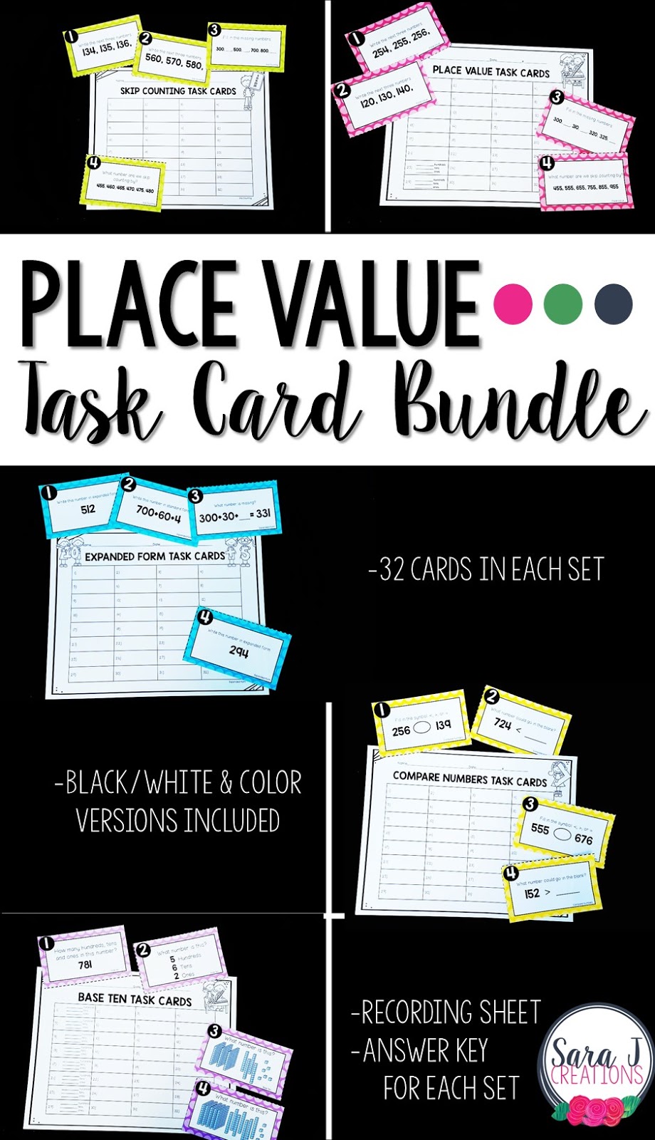 Place Value Task Card Bundle - A great place value activity for second grade.