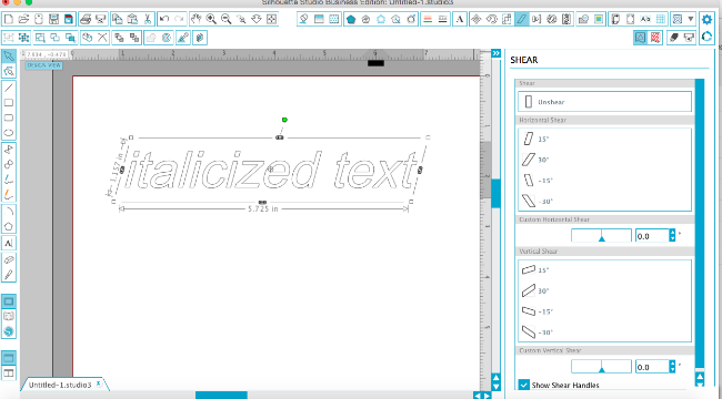 silhouette studio make text italics, shear tool, designer edition, silhouette cameo tips