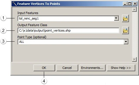 Menjalankan tool feature vertices to point