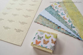 Use scrapbook paper to wrap and personalize DIY soap by Over The Apple Tree