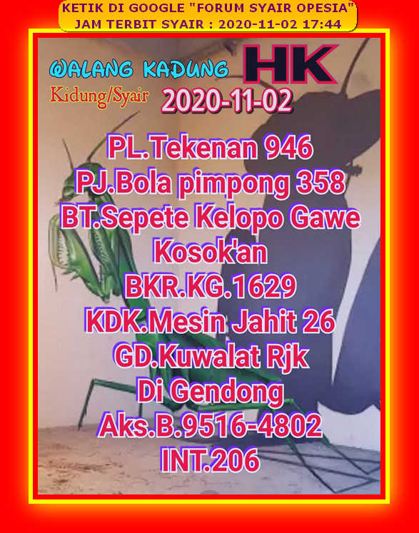 Prediksi Syair Hk 02 November 2020 Surabaya