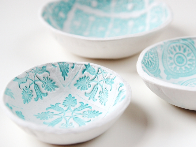 Diy Stamped Clay Bowls made from air dry clay