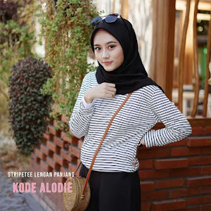 Kaos Stripetee Lengan Panjang White Black Small List