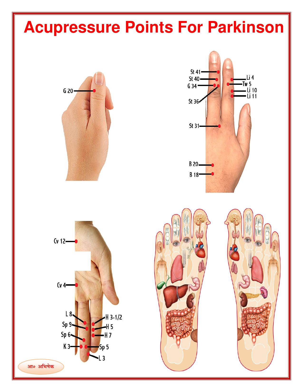 कम्पवात / पार्किंसन / पार्किंसंस के लिए एक्यूप्रेशर बिंदु (Acupressure