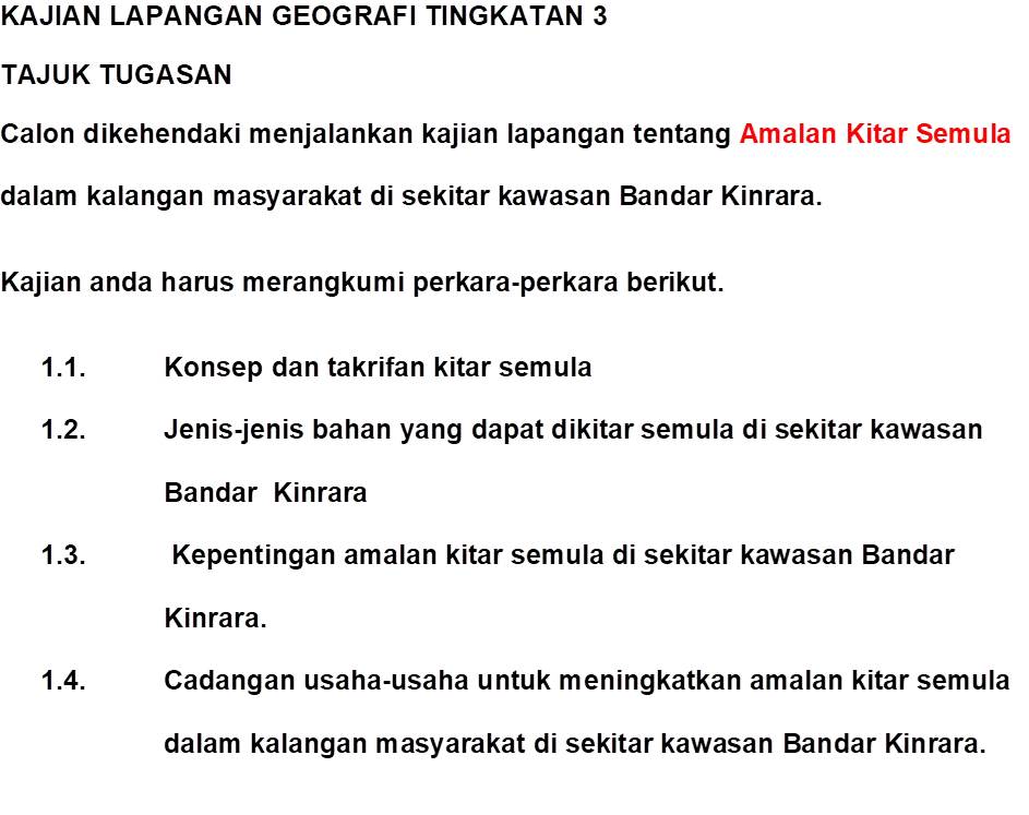 19++ Contoh Laporan Kajian Lapangan Geografi Tingkatan 3 | Contoh Proposal