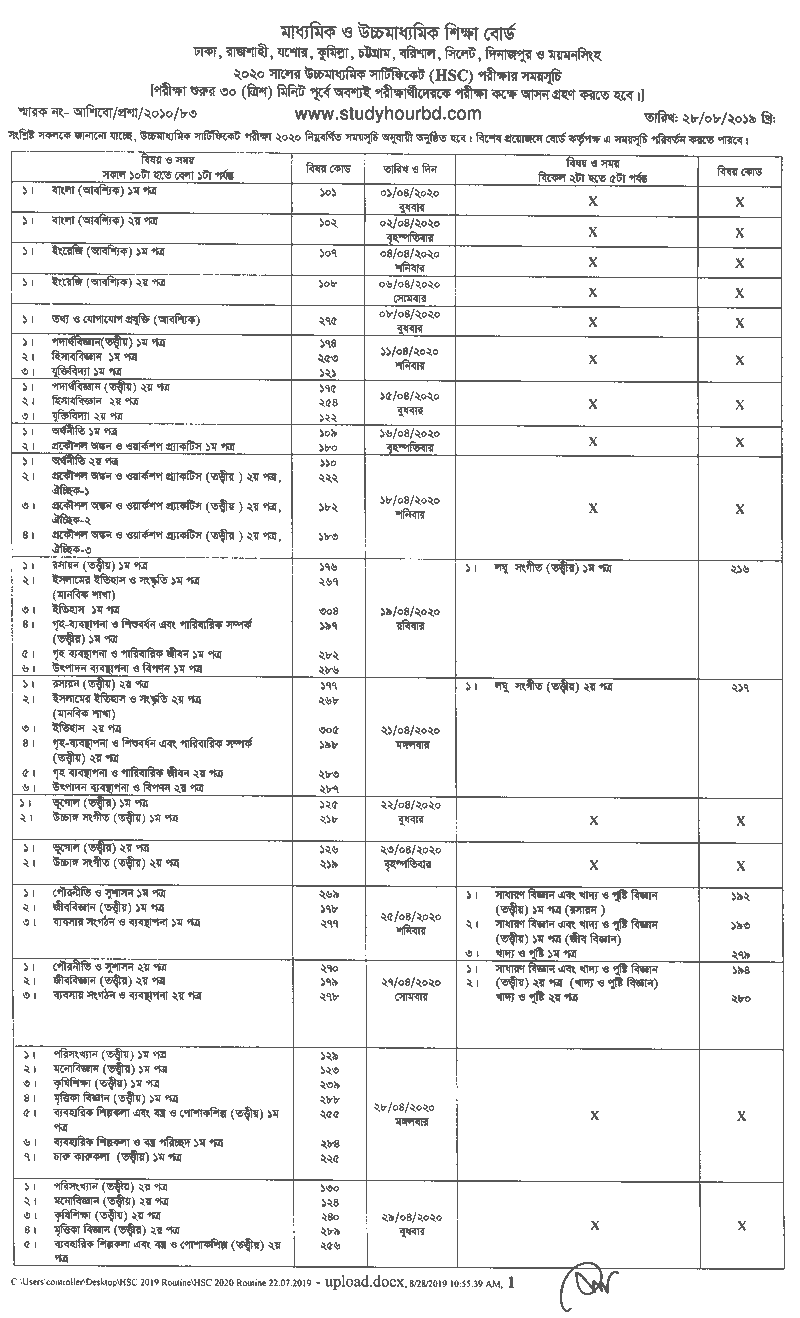 HSC Routine 2020 Part 1 HSC Routine 2020 Part 1