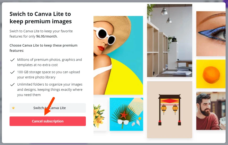 Click Cancel Canva Subscription