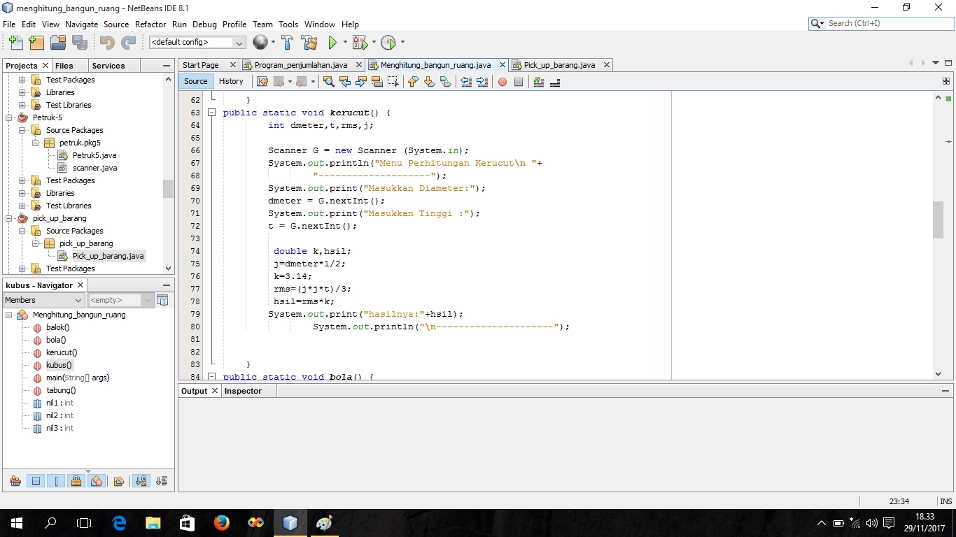 PROGRAM APLIKASI MENGHITUNG VOLUME BANGUN RUANG DENGAN JAVA NETBEANS