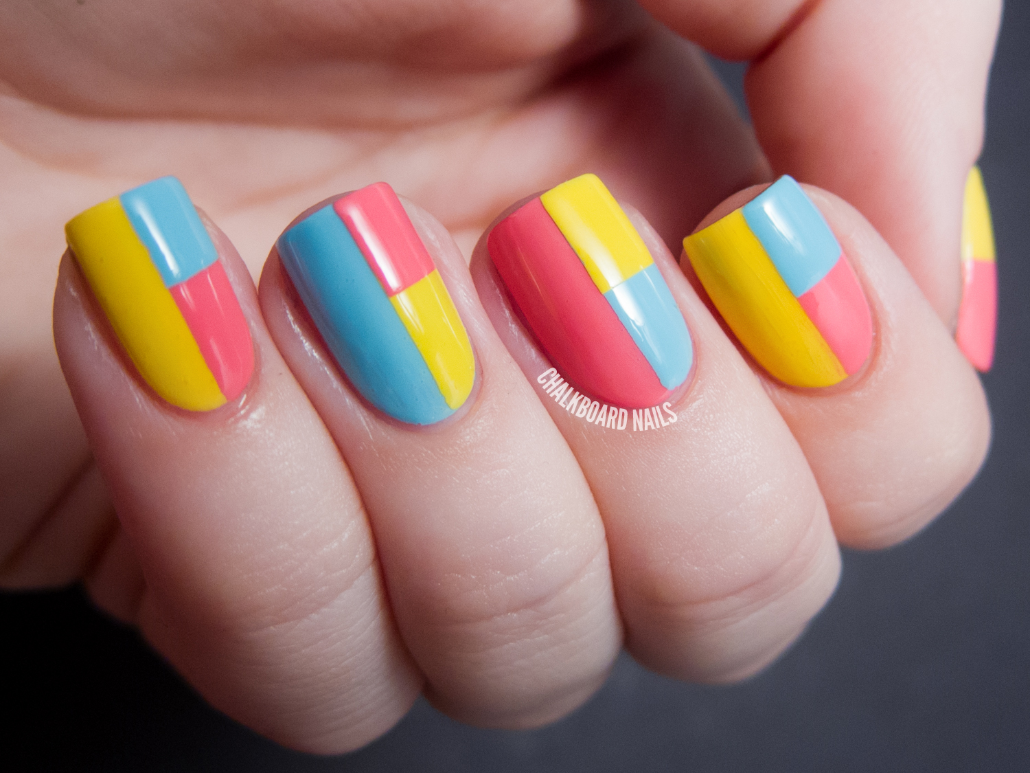 3. Color block nails - wide 4