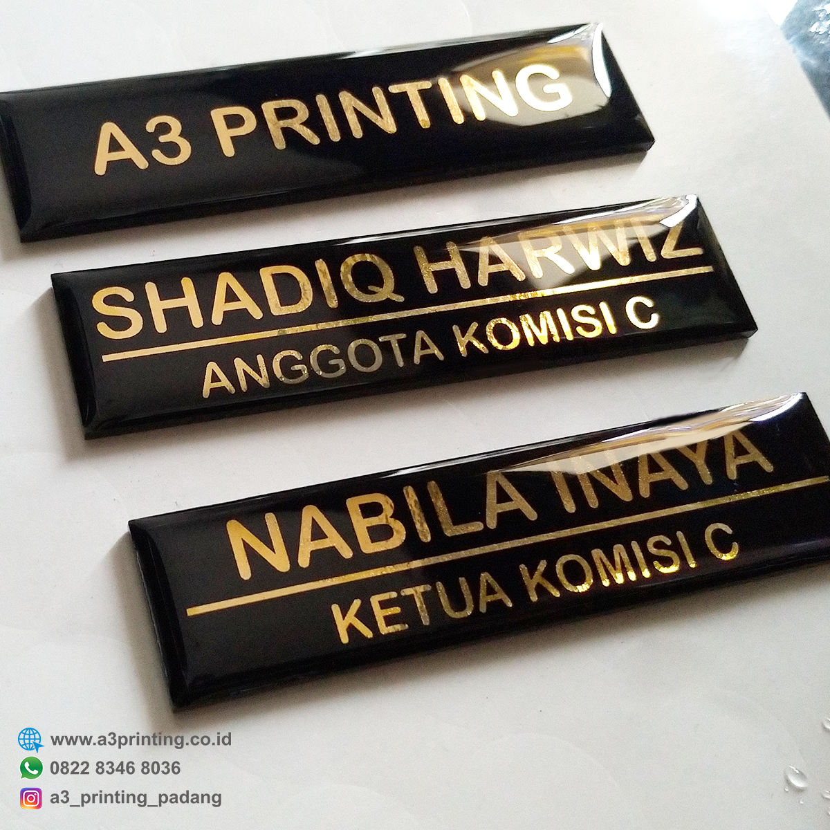 Papan PIN Nama Dada Name Tag Kota Padang A3 Printing