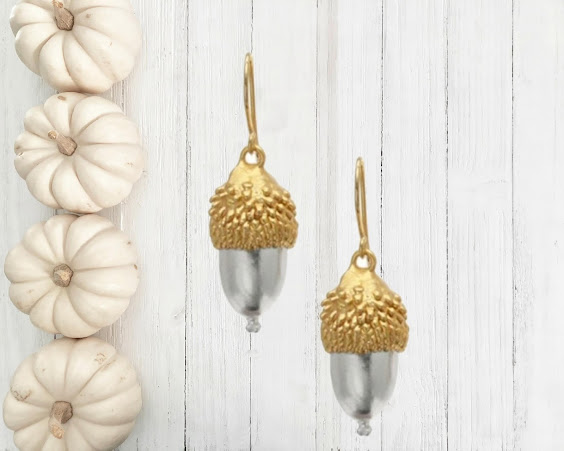 autumn accessories, acorns, acorn earrings, Autumnal
