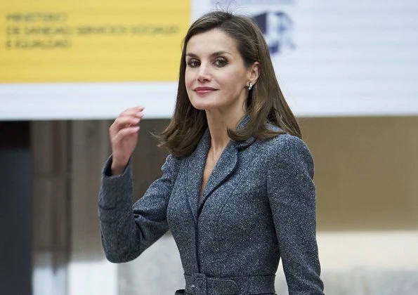 Queen Letizia wore Felipe Varela skirtsuit and Prada shoes at Council of the Royal Board on Disability meeting