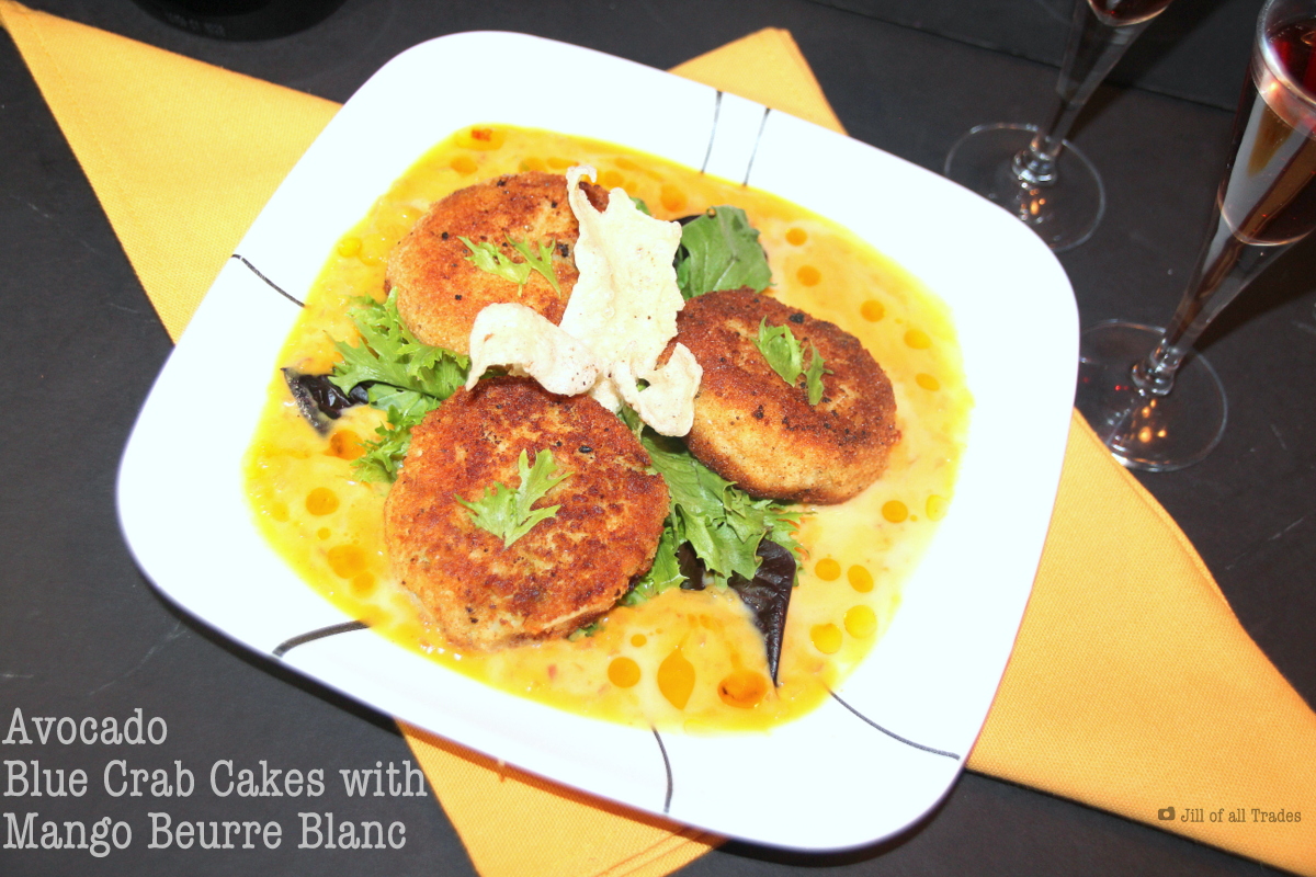 Avocado Blue Crab Cakes with Mango Beurre Blanc