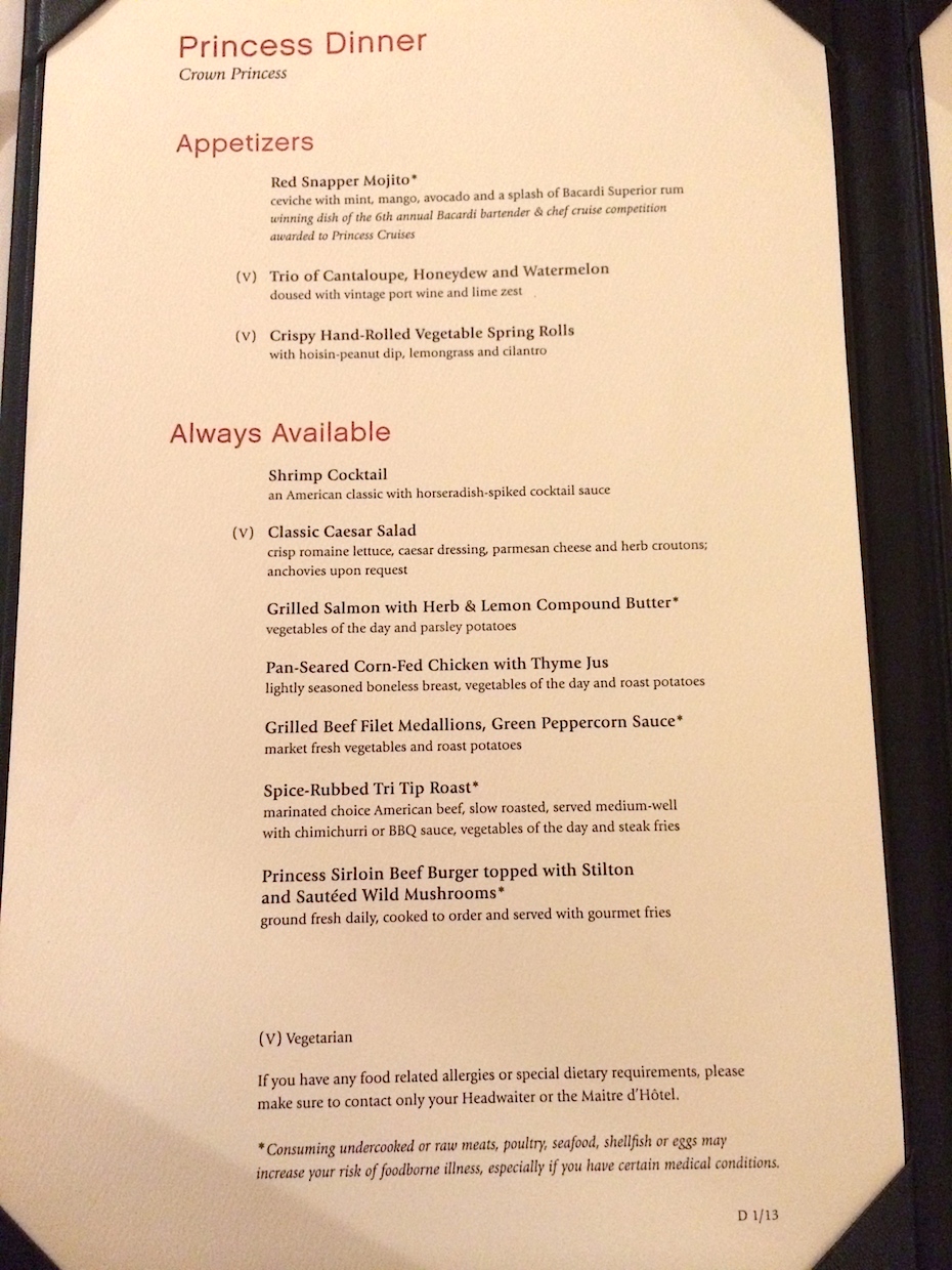 Princess Cruises Menu And Food Day 1 Of 7 Any Tots Princess Cruises Menu And Food Day 1 Of 7 Any Tots