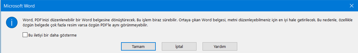 PDF'yi Word'e Dönüştürme işlemi